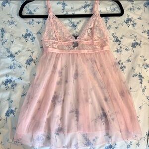 Victoria's Secret Pink Sheer Lace Babydoll Dress